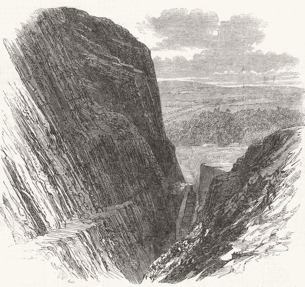 WALES. Talerddig Cutting 1863 old antique vintage print picture